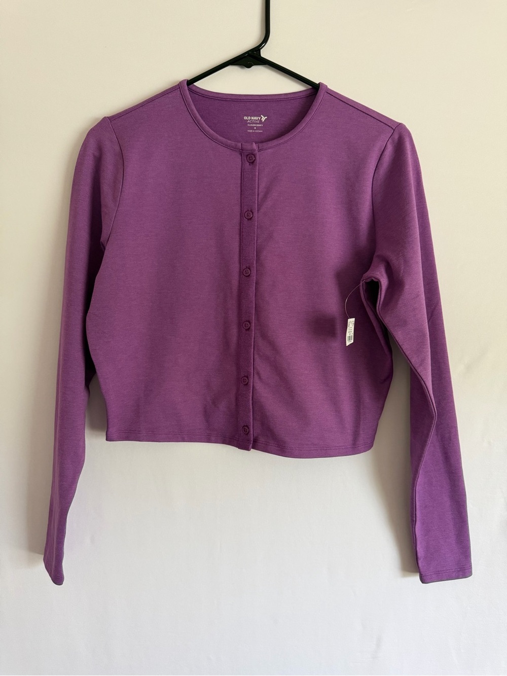 Old Navy Active Cloudcomfy Women's Purple Cropped Button Top S Preppy Twee
